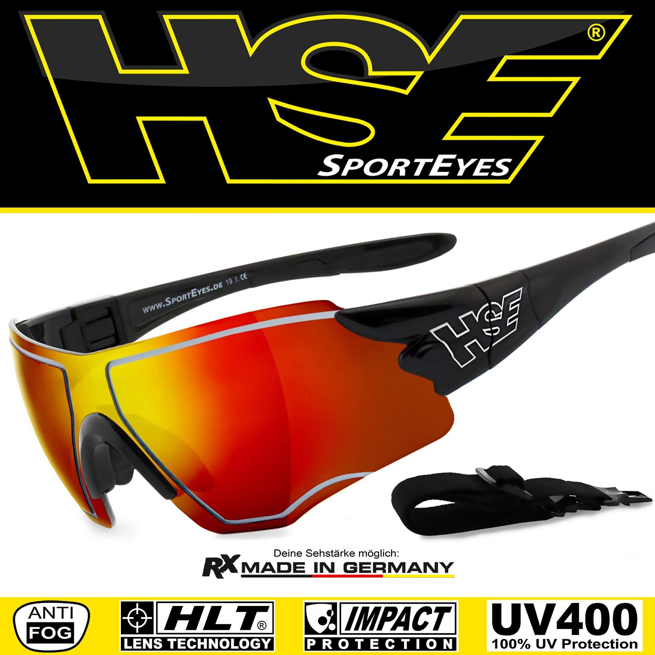 filtr ochronny UV400, HLT® szkło bezpieczne z tworzywa sztucznego zgodnie z normą DIN EN 166 | okulary sportowe, okulary rowerowe, okulary przeciwsłoneczne| oprawka okularów: czarne, okulary: SPEEDWULF