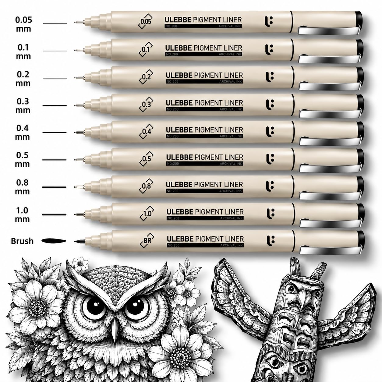 Corslet Set di 9 penne da disegno professionali, impermeabili, per schizzi, disegni e contorni, per arte, design e scrittura creativa, ideali per artisti, illustratori, designer e studenti
