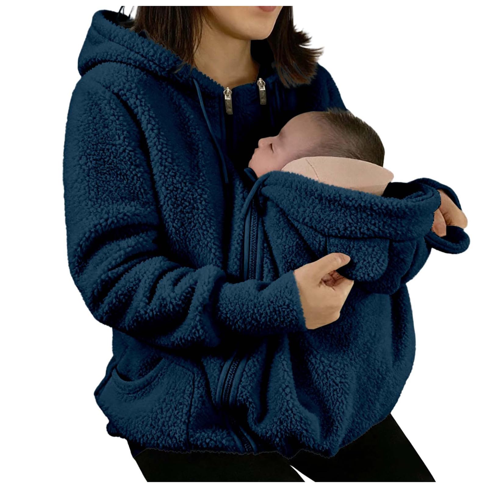 Umstandsjacke Mit Babyeinsatz - Umstandsmantel Für Den Winter Umstands Baumwolljacke Warm Baby-Tragefleecejacke Oversize Kapuzenjacke Outdoor Mantel Fleece Outdoorjacke Umstandsmode