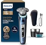 Rasoir Philips i9000 Prestige, Rasoir Électrique Humide & Sec, Noir Encre, Avec Technologie Skin IQ, Système Triple Lift & Cut, Lames Dual SteelPrecision Rotatives 360, Styler à Barbe, Modèle XP9200/33