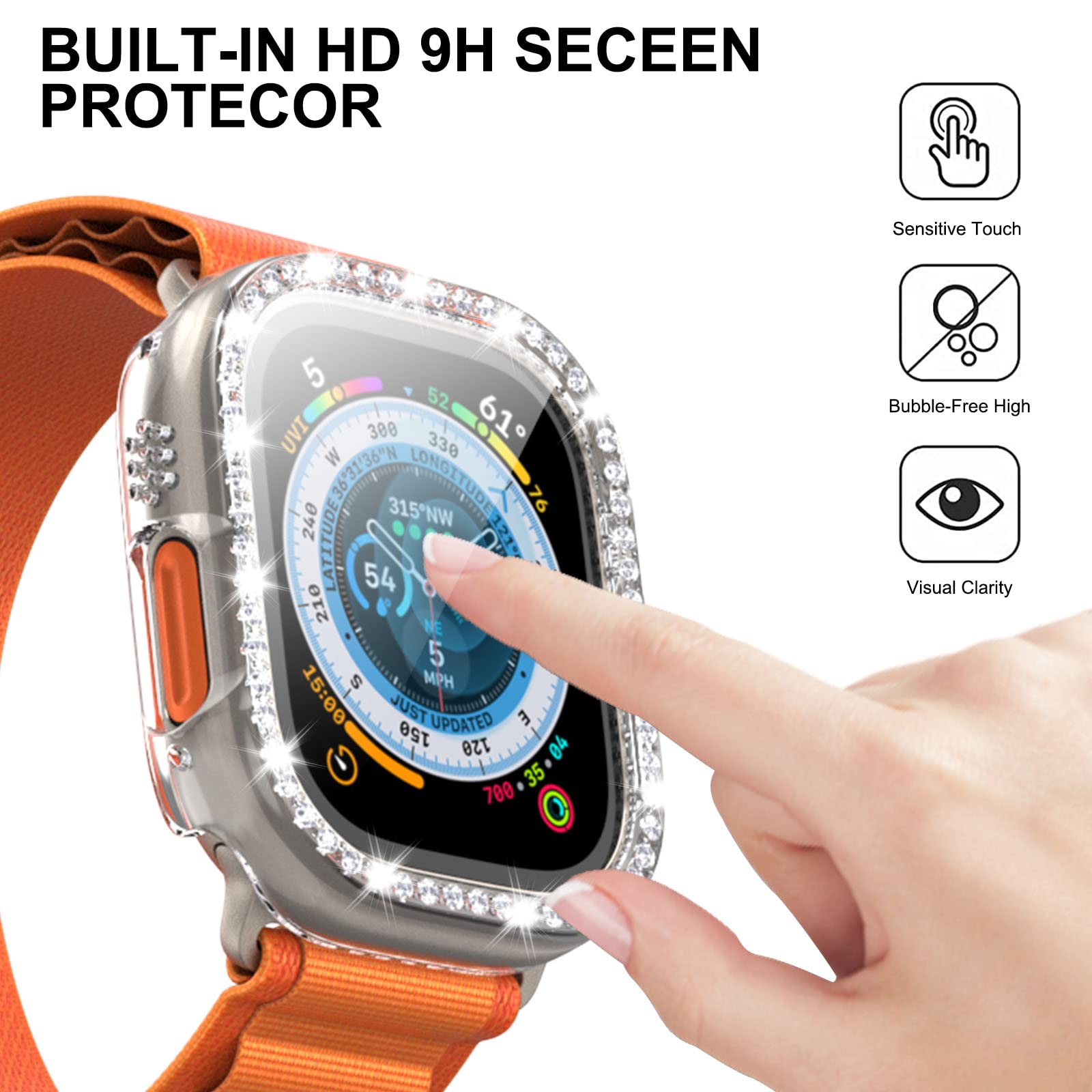 Amazon.co.jp: Nxtudy キラキラ光るケース Apple Watch Ultra 49mm 