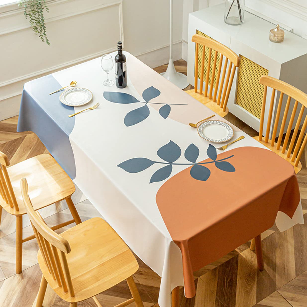 テーブルクロス PUレザー テーブルマット テーブルカバー シンプル 北欧風 正方形 長方形 デスクパッド 四季通用 お手入れ簡単 おしゃれ 汚れ防止  防水 防油 耐久 耐熱 オフィステーブルマット キッチン家庭用 業務用 140*160 KUZQIM 様式