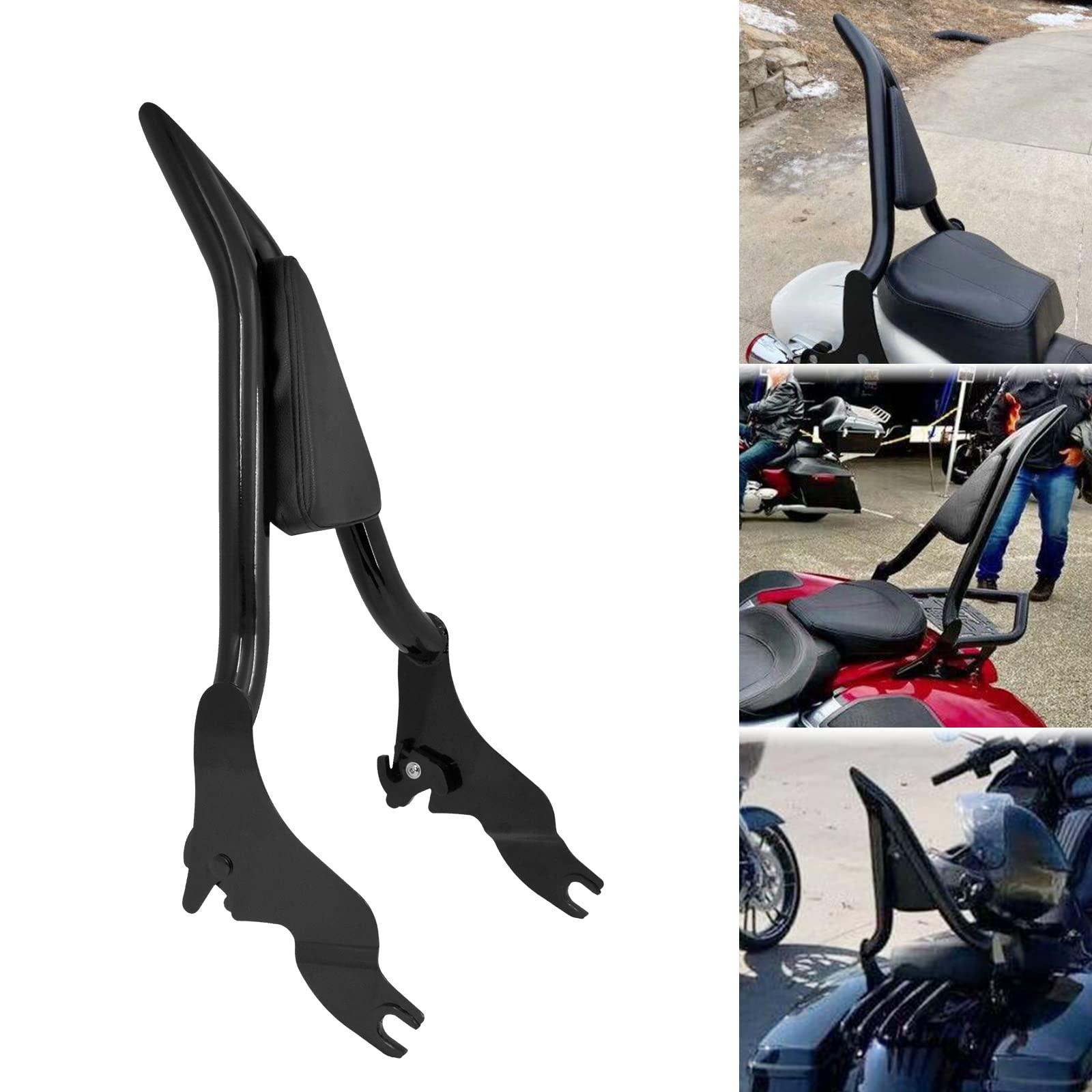 Detachable Rear Passenger Sissy Bar Backrest For Harley Touring Models 2009-2025 – 26 Inch, Black, With Pad - View #8