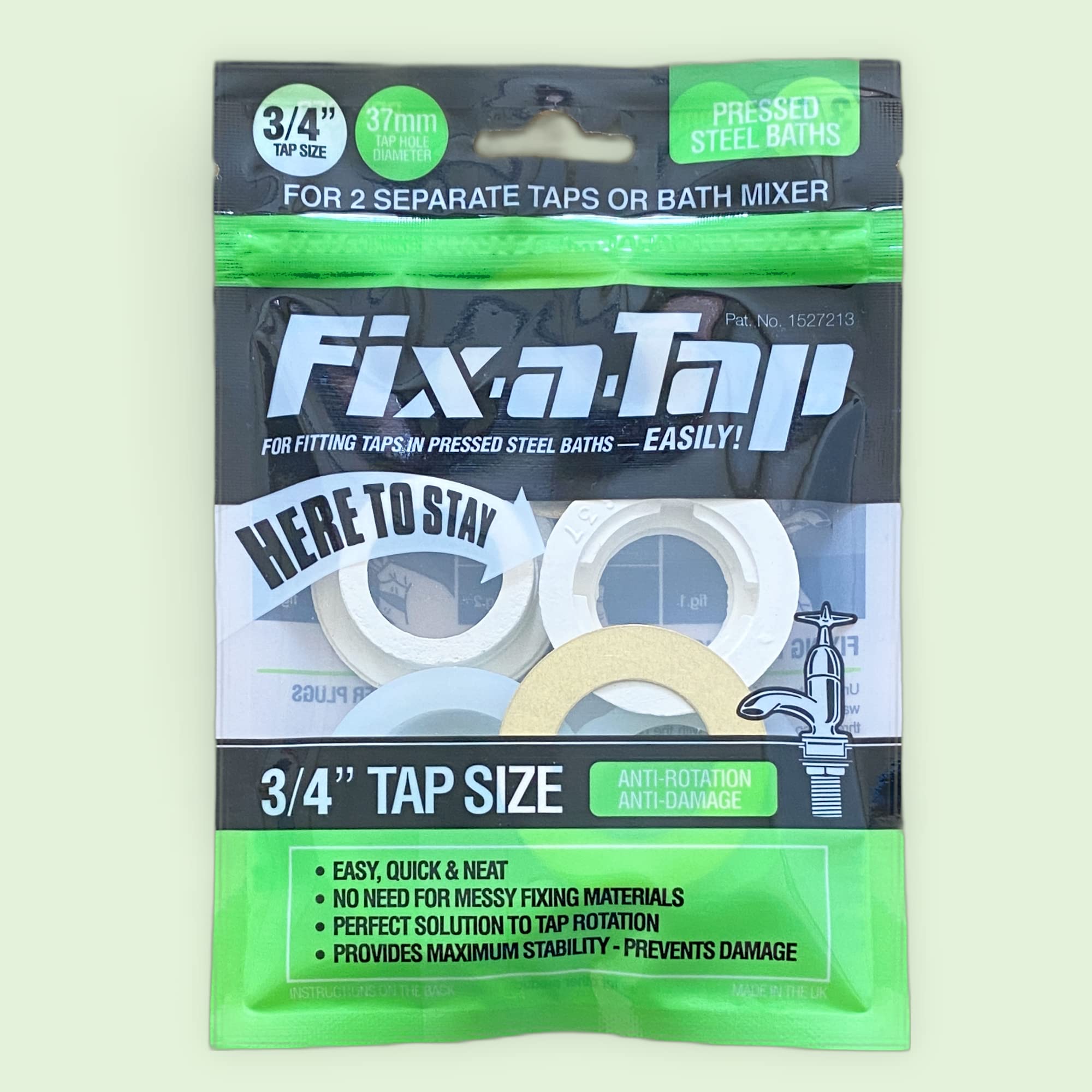 Essex Green Fix-A-Tap Tap Fitting Kit For 3/4" Taps Or Bath Mixer - For Pressed Steel Baths. 5060001803326