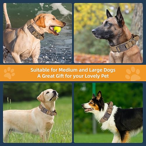 Miniatura 4 de Collar táctico para perro, collar ajustable de nailon para entrenamiento militar con mango de control, hebilla de metal resistente para perros
