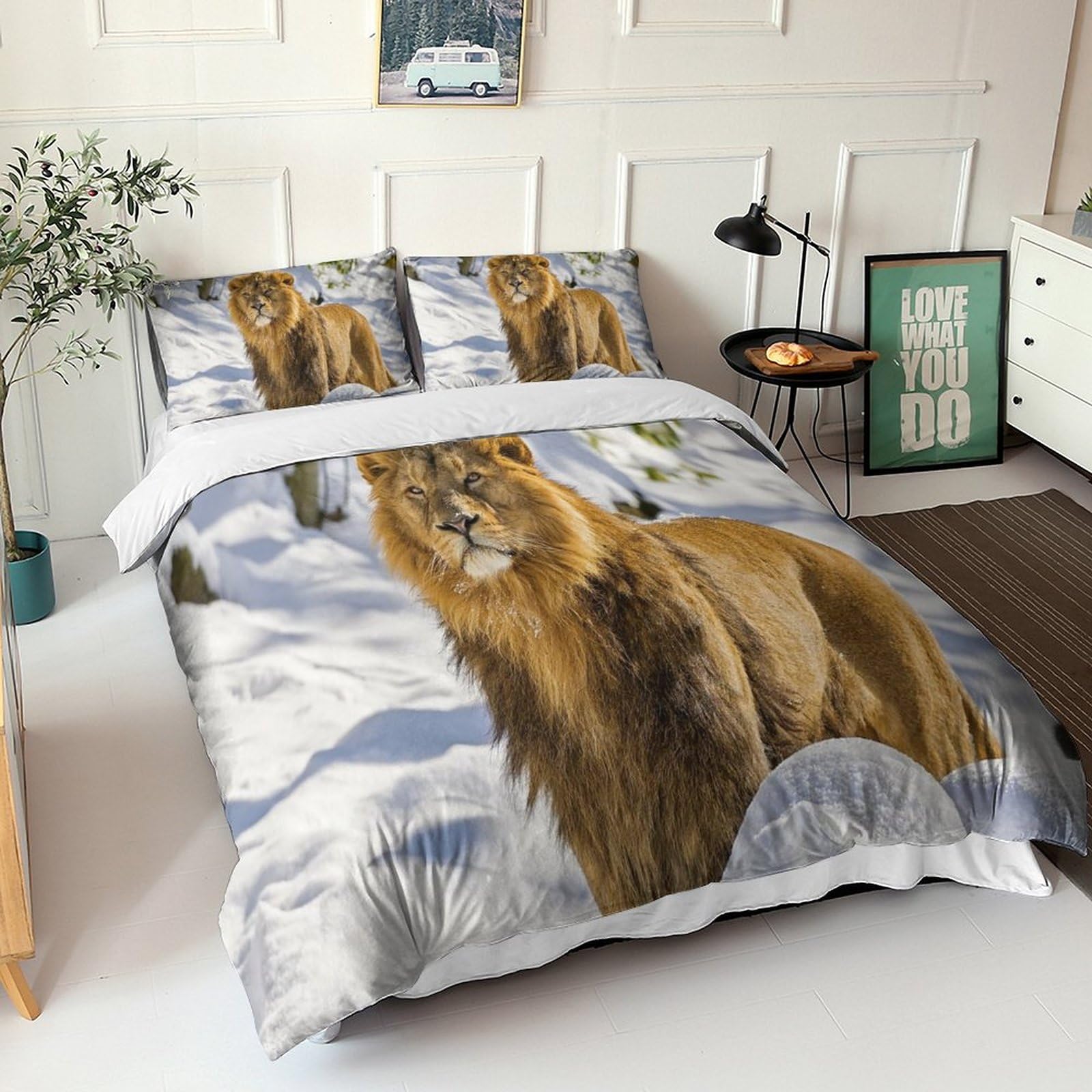 Parure de lit lion 3D motif animaux sauvage unique, l'idée cadeau idéale pour lit double ado