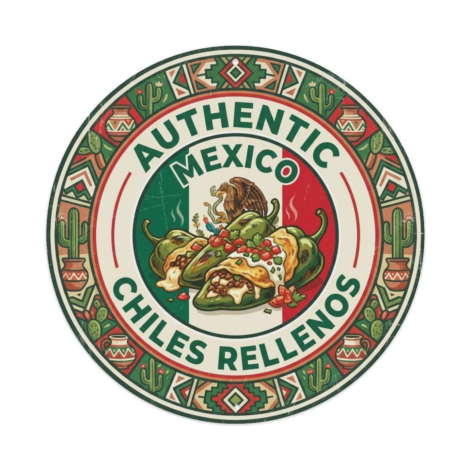 Mexico Rellenos Chiles Travel Savory Cuisine Metal Tin Sign