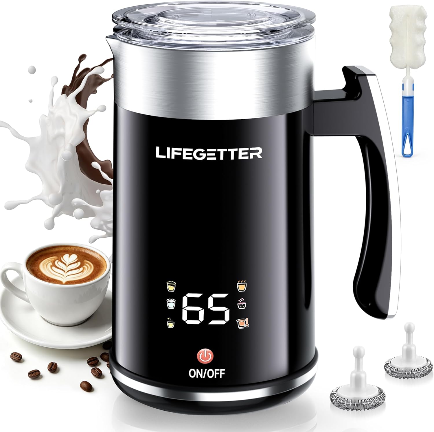 Milk Frother and Steamer 6-in-1...