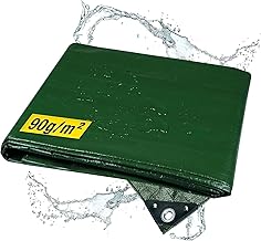 horizont Abdeckplane wasserdicht 90g/m² 4x5m mit reißfesten Ösen, Sandkasten und Pool Abdeckung, Gewebeplane für Auto, Motorrad, Fahrrad - robuste Abdeckfolie für den Außenbereich, grün