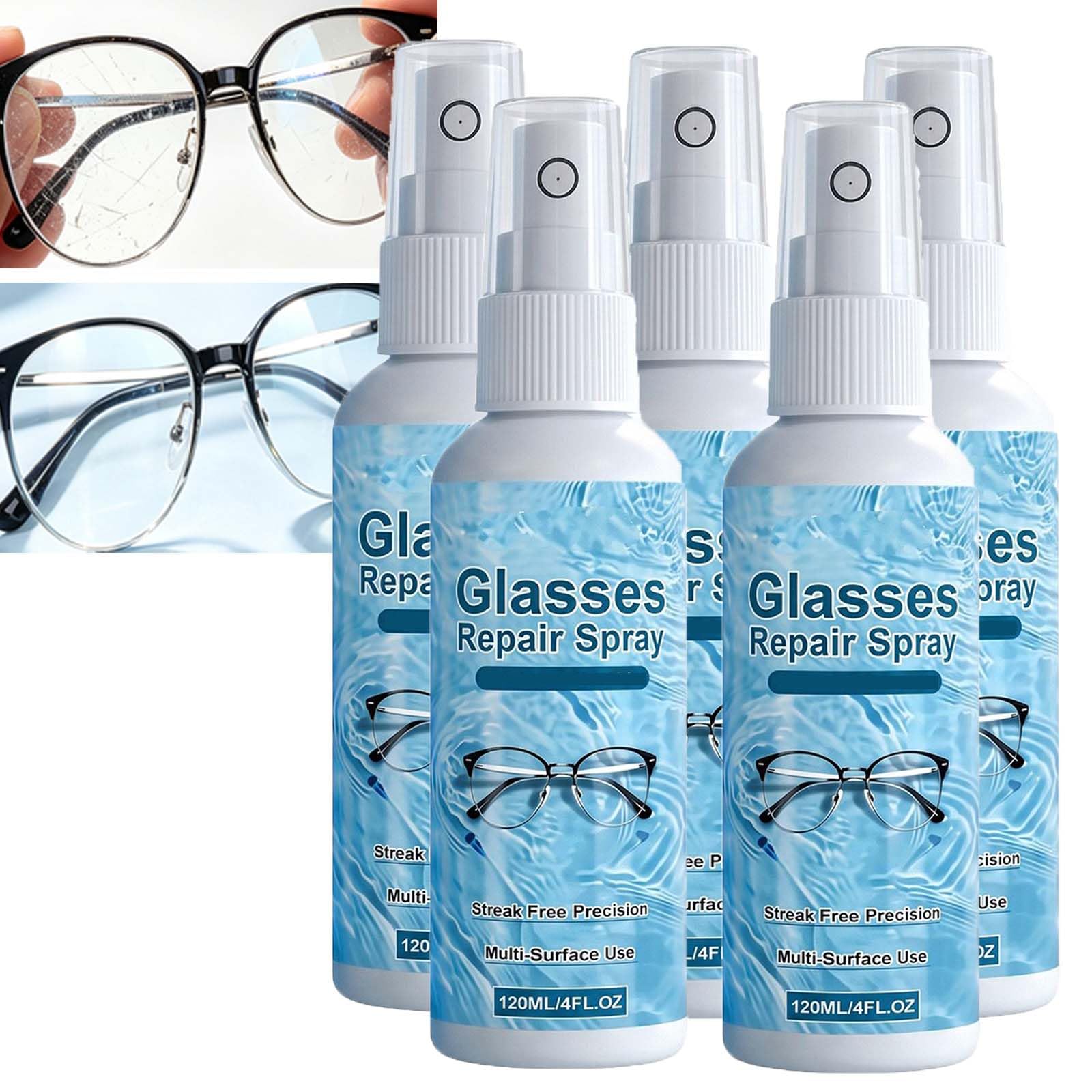 Spray de réparation des rayures pour lunettes, dissolvant de rayures pour lentilles de lunettes,liquide de restauration de nettoyage de lentilles,liquide de réparation de dissolvant de rayures (5pcs)
