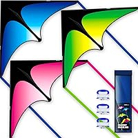 SGftre Delta Kite 3-Pack for Kids & Adults - Easy Fly Family Kites for Beach, Park & Outdoor Fun