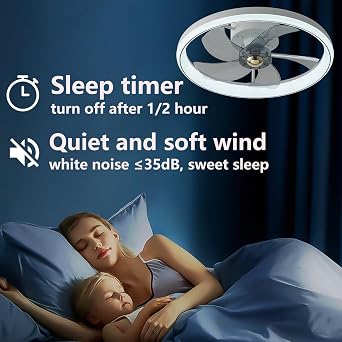 RGB Ceiling Fan LED Ceiling Fans with Lights and Remote,Dimmable Bladeless Ceiling Fans with Lamps Timing 3 Speeds Modern Fan Lights Ceiling for Bedroom Living Room (RGB) [Energy Class E]