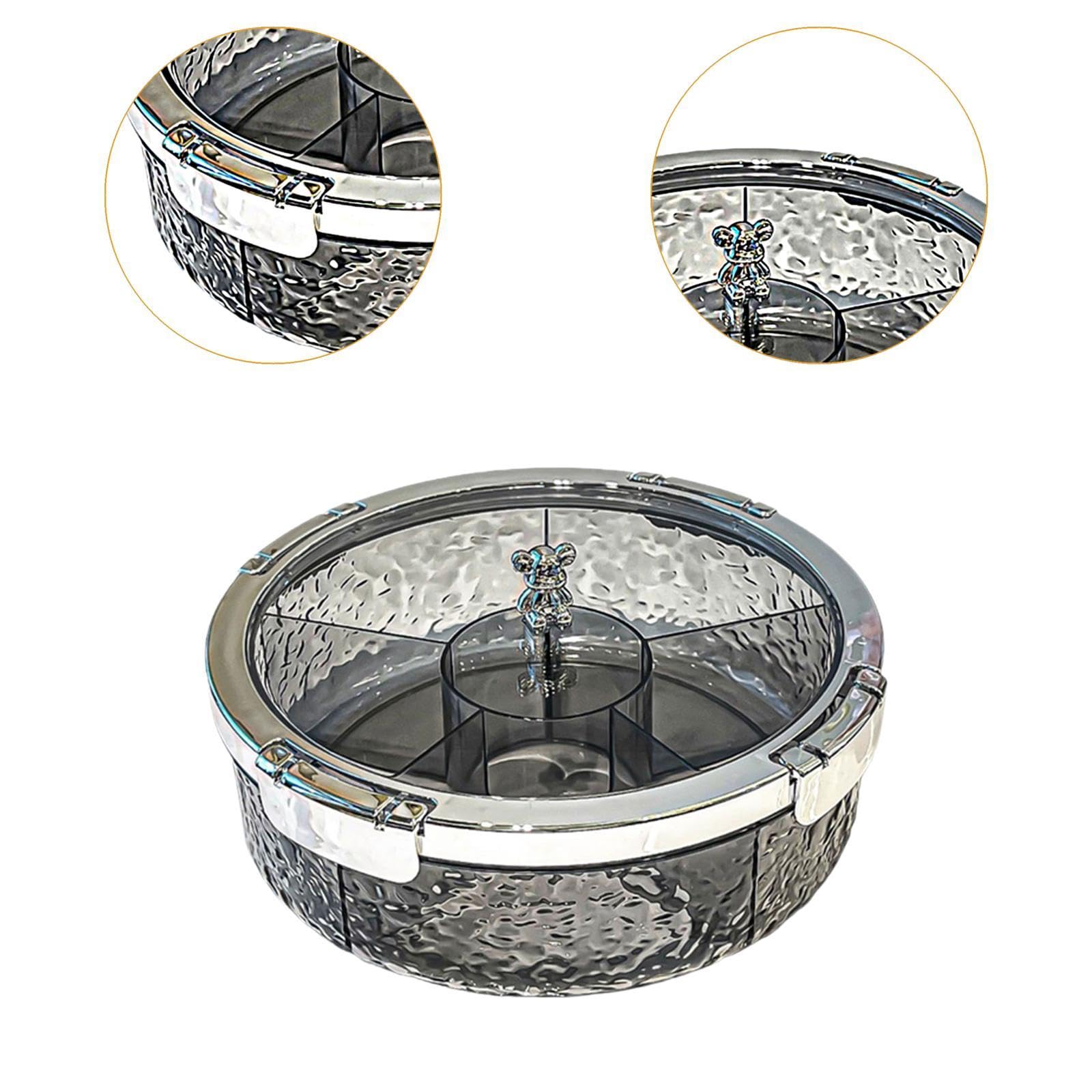 perfk Divided Serving Tablett Organizer Multifunktional tragbarer Speicherbehälter -Snacks für Partykuchen, Grau Silber