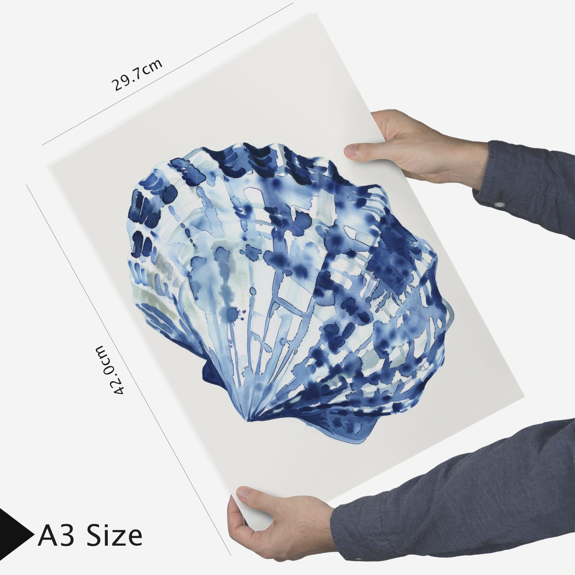 Nacnic Set di 6 quadri Blu navy, mare ed estate illustrazioni di design per decorare le pareti di casa A3 e A4 Cornice bianca