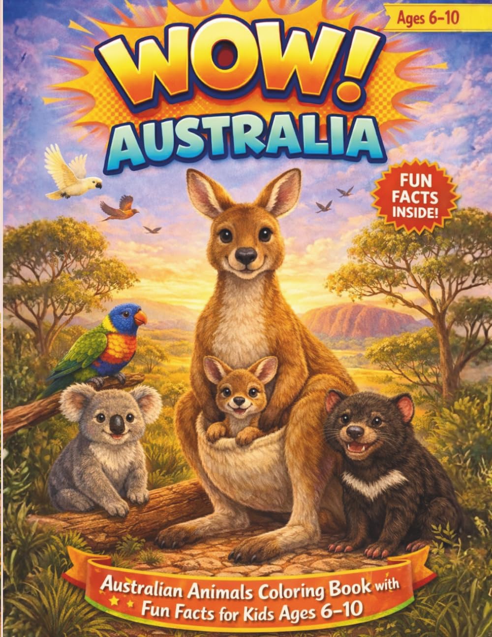 WOW! Australia: Australian Animals Coloring Book with Fun Facts for Kids Ages 6–10 (WOW! Color • Learn • Explore)