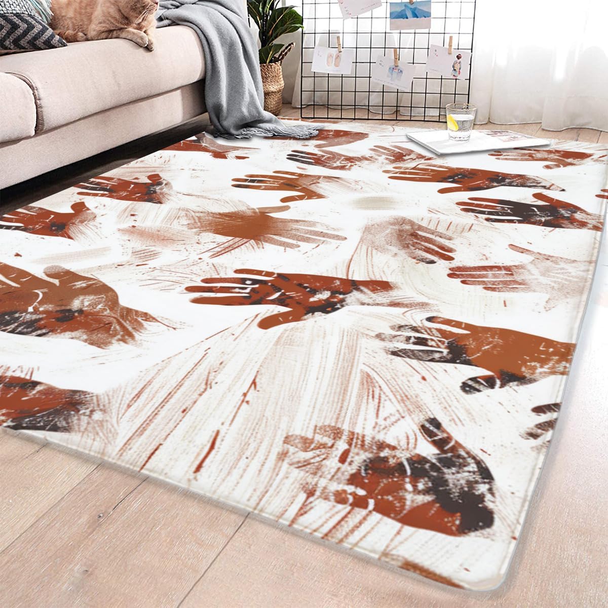 Handprint Home Area Rugs give Your Handprints Special Meaning, Preserve These unrepeatable Moments, and Share Them with More People. Suitable for Living Room Bedside Coffee Table 24x36inch