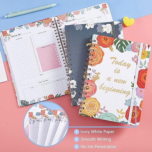 Miniatura 3 de Agenda 2022-2023, planificador diario de flores, 6.4 x 8.4 pulgadas, tapa dura flexible, encuadernación fuerte de doble alambre, papel grueso,