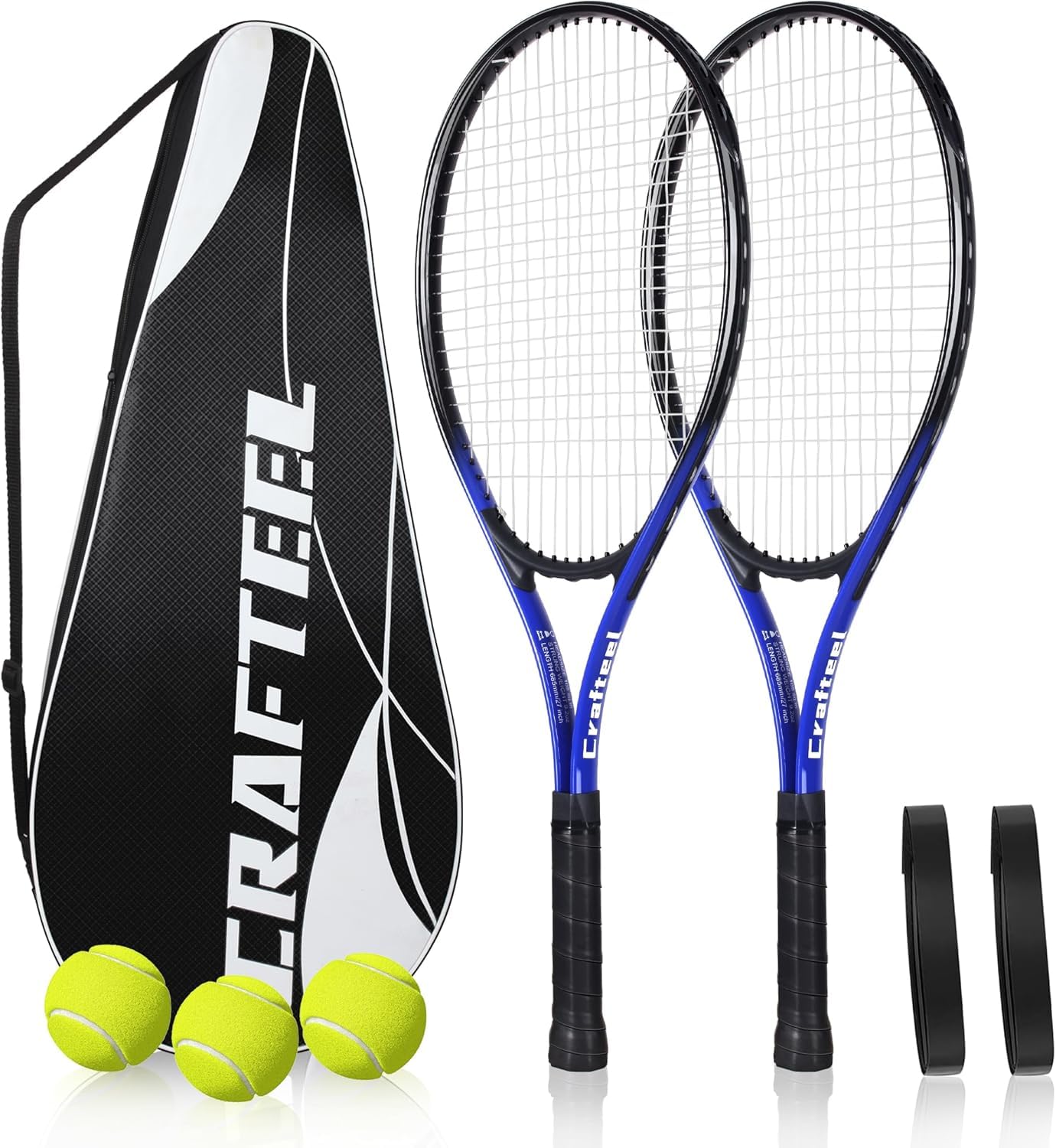68,6 cm Tennisschläger 2er Set Familie Anfänger 27 Zoll Tennisschläger Set für Outdoor Freizeit Sport Spiel