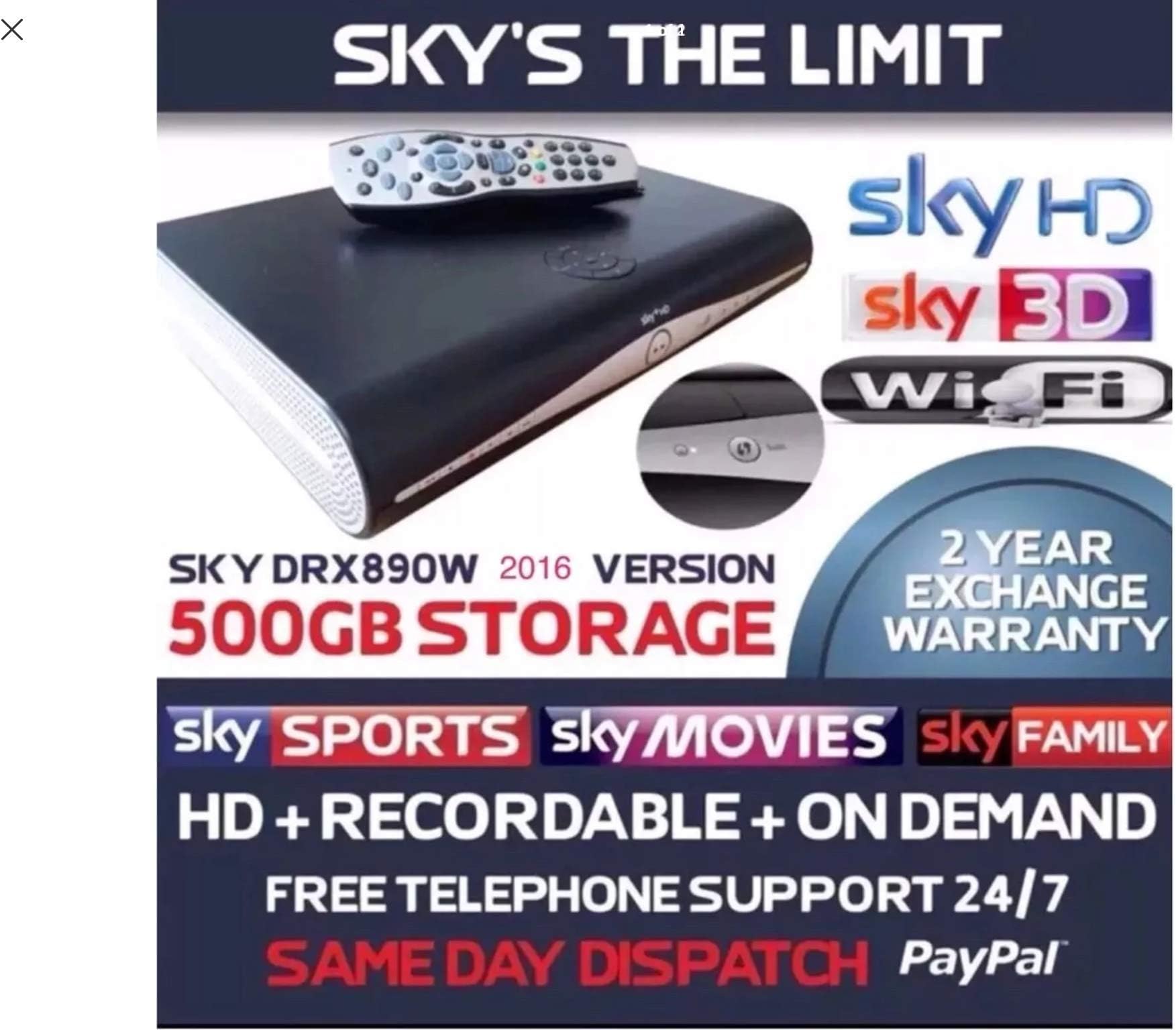 amstrad Sky HD with 500 GB Recordable Box and Wi-Fi