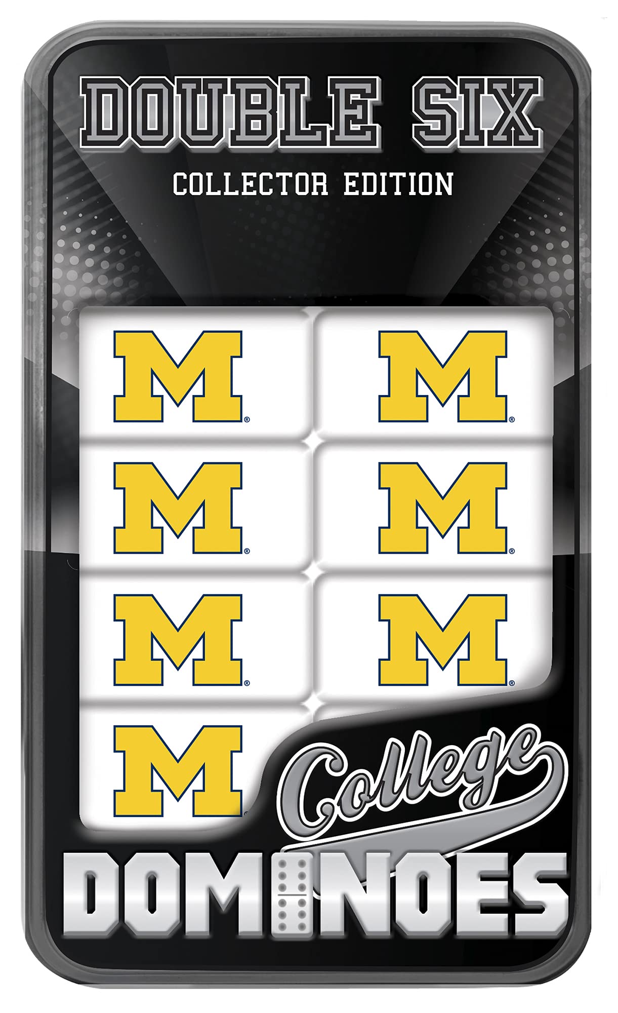 MasterPieces Game Day - NCAA Michigan Wolverines - 28 Piece Team Logo Double Six Domino Set