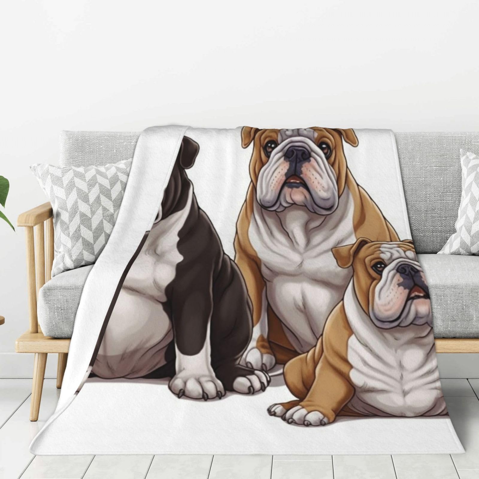 Couverture en peluche chaude contre le froid plaid bouledogue