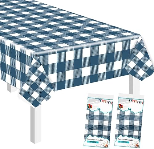 Miniatura 43 de SietDESEO Paquete de 2 manteles de plástico color rojo de 54 x 108 pulgadas, desechables de alta calidad para mesa rectangular, para bodas, baby