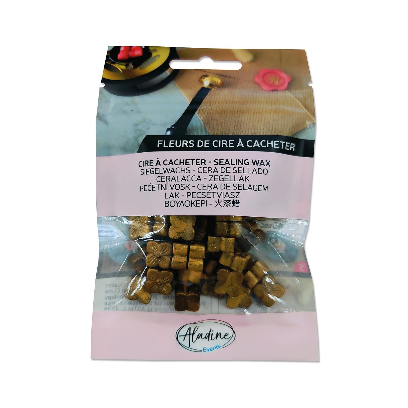 Aladine - 60 Sealing Wax Beads - Gold - to Create Wax Seal - Wax Flowers - Weddings, Births, Letters, Mails, Menus & Gifts - 72614