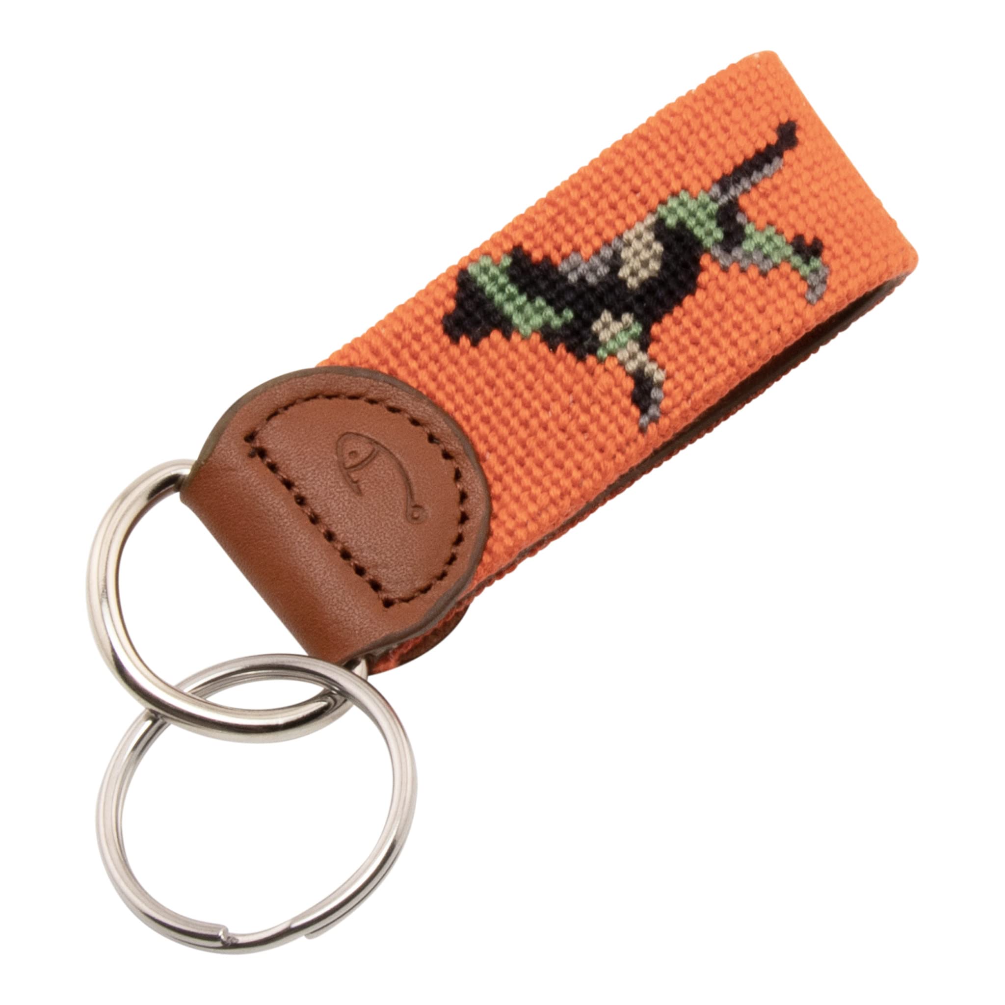 Leather Hand-Stitched Needlepoint Key Fob or Key Chain