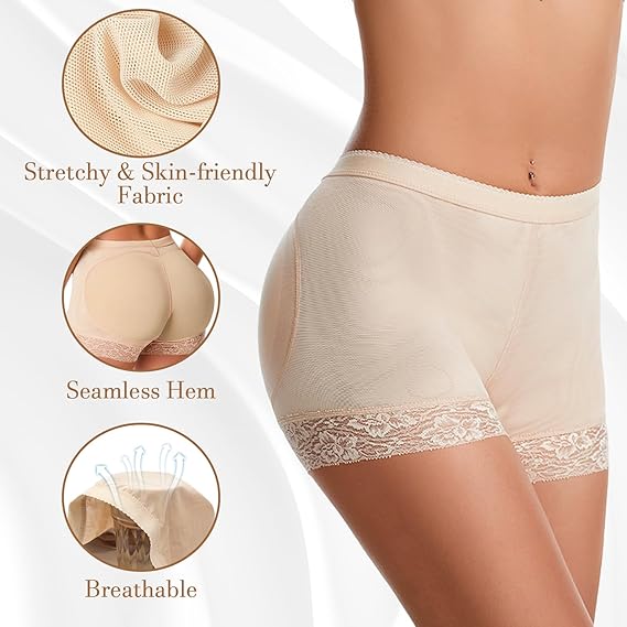 LOCCY Hip Enhancer Rembourré Culottes Femme Culotte Push Up Fausse Fesses Culotte Blanche Femmes Butt Lifter Shapewear(FR/ES, Alpha/Lettres, S, Taille Normale, Taille Normale, Noir