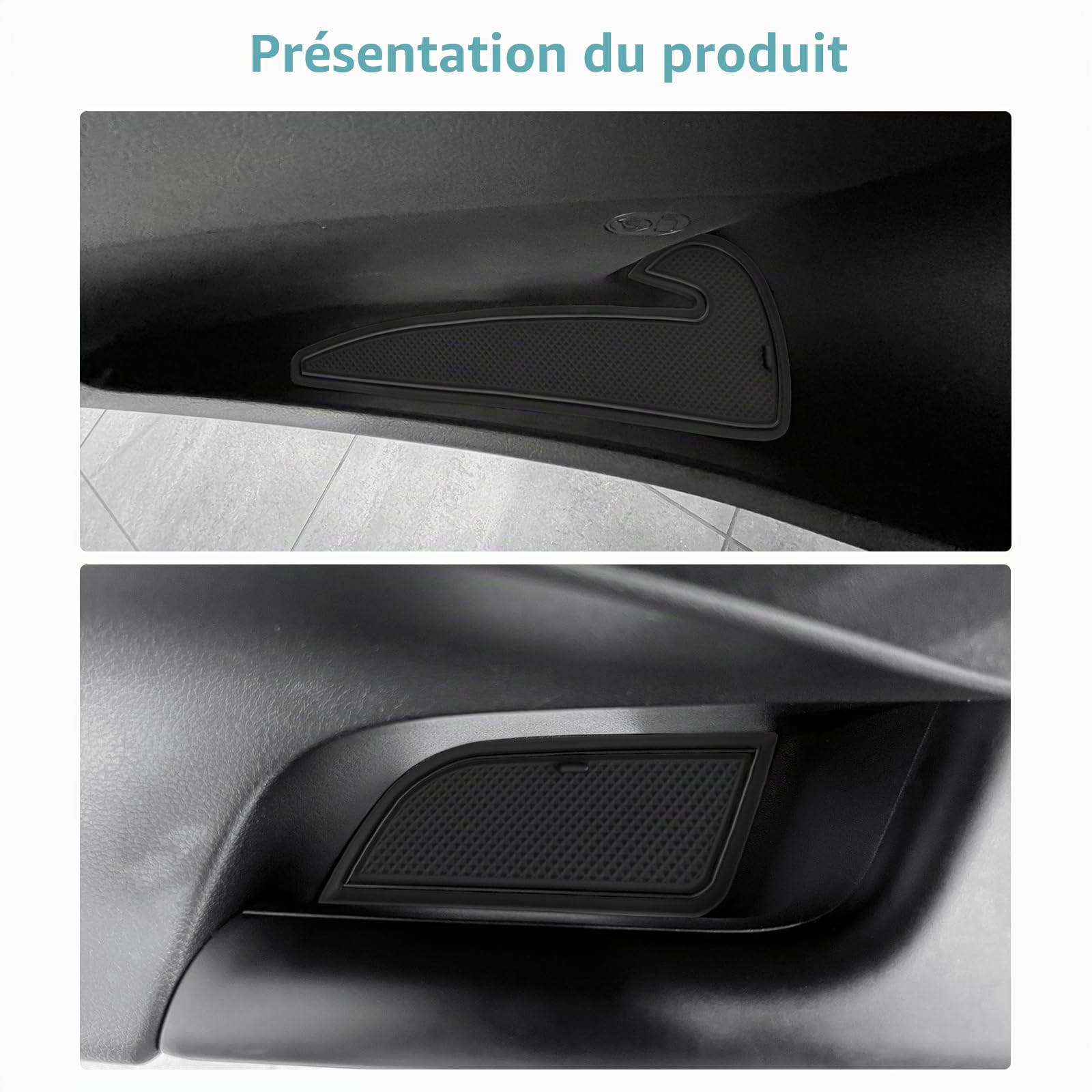 GAFAT Compatible avec Hyundai Kona SX2 Hybird (Essence-Électronique) 2024 2025 2026 Tapis Antidérapants, Kona 2025 Tapis en Caoutchouc, Console Centrale, Couture de Porte, Kona SX2 Accessoires (Noir)