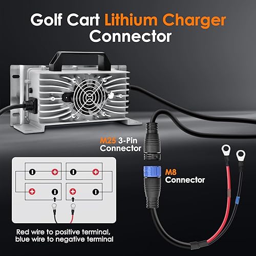 Miniatura 3 de Cargador de batería de litio para carrito de golf 58.4V20A a bordo con OT (M8 14-8 terminales) para 16 cuerdas LiFePO4