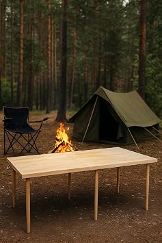 practicaloutdoor Folding Camping, Picnic and Garden Table 70x150 cm - Raw Natural Color