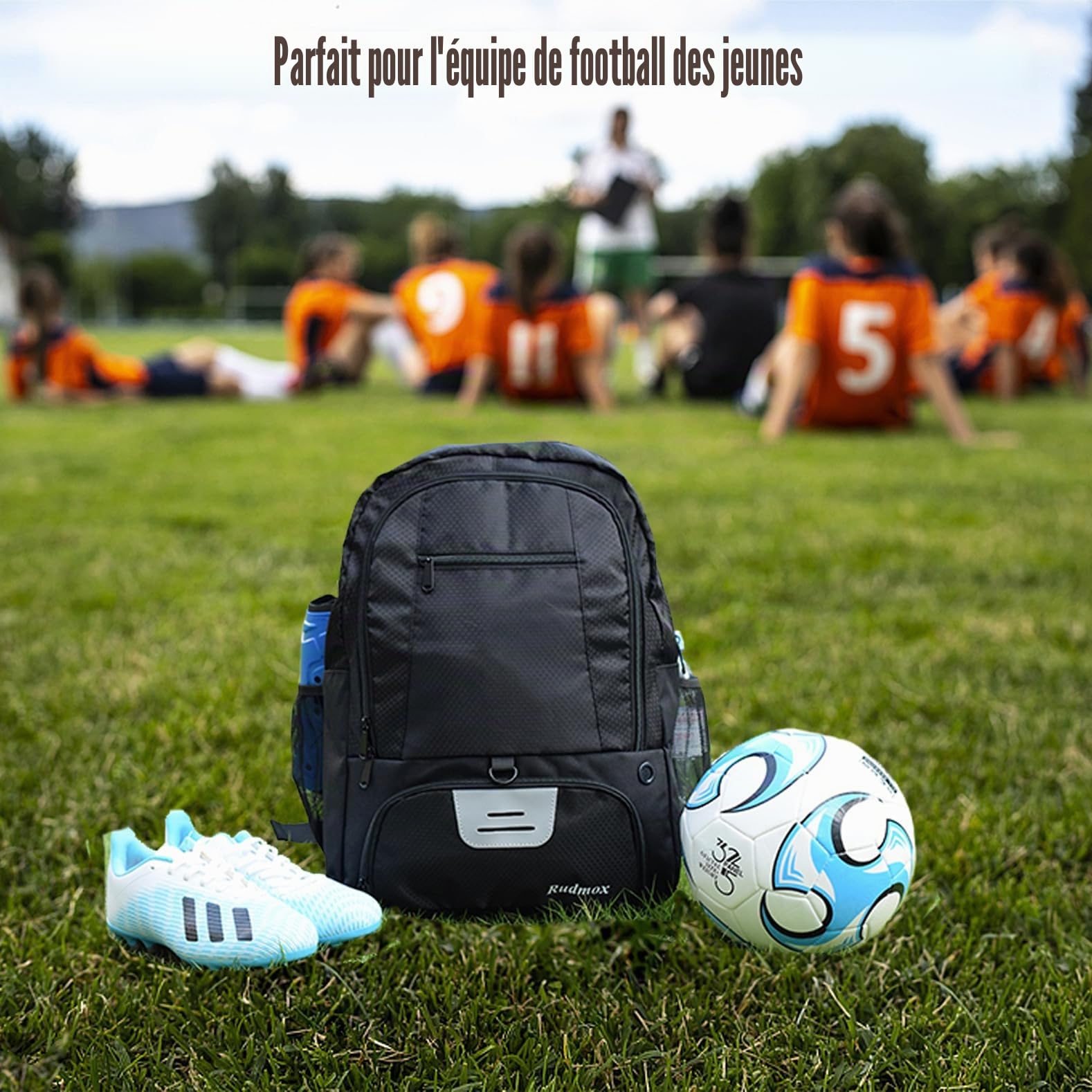 Sac à Dos pour Ballon de Football, Basketball, Football, Volley-Ball, Sac de Sport avec Crampons séparés et Compartiment pour Ballon et Pochette intérieure pour Ordinateur