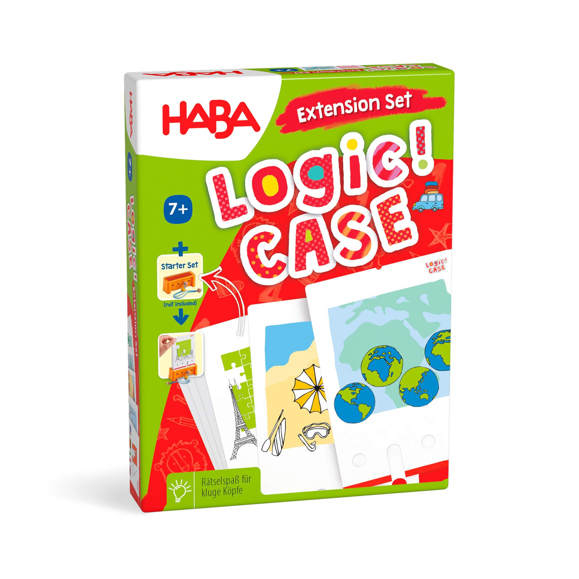 HABA Logic Case Extension Set: Vacation & Travel Ages 7+ Travel Games, Learning Toys, Flash Cards for Kids, Brain Teaser Puzzle Games