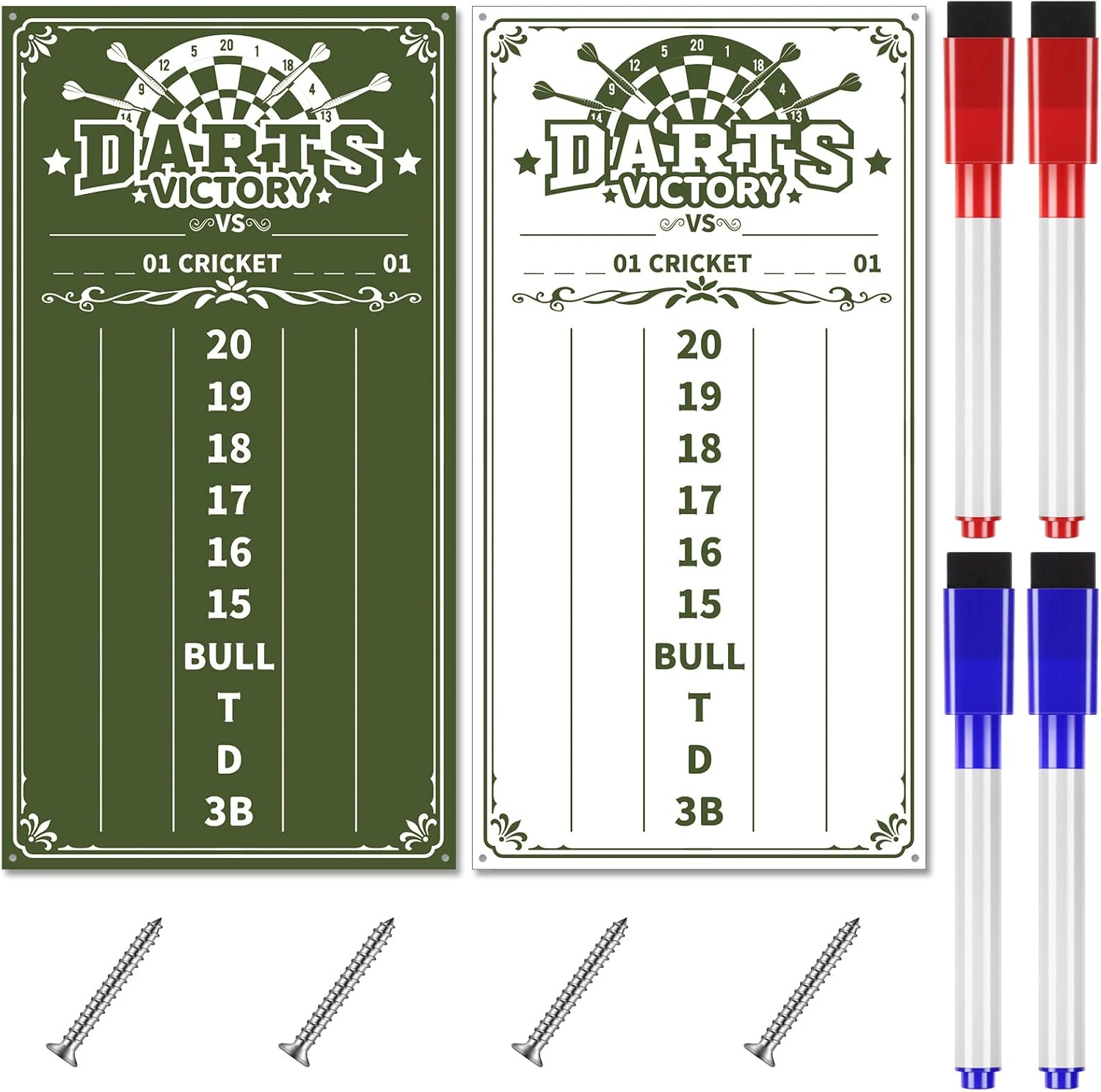 2 Pcs Acrylic Dart Scoreboard White and Green Game