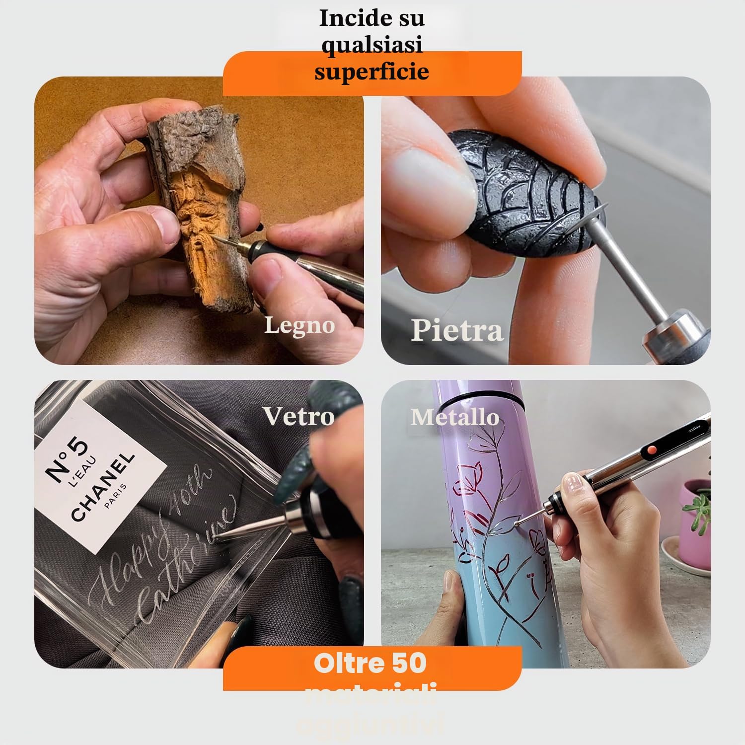 Culiau Penna personalizzabile per incisione: portatile senza fili per artisti e fai da te, incidere oltre 50 superfici, adatta ai principianti, ricaricabile, 30 punte e guida di maestria gratuita