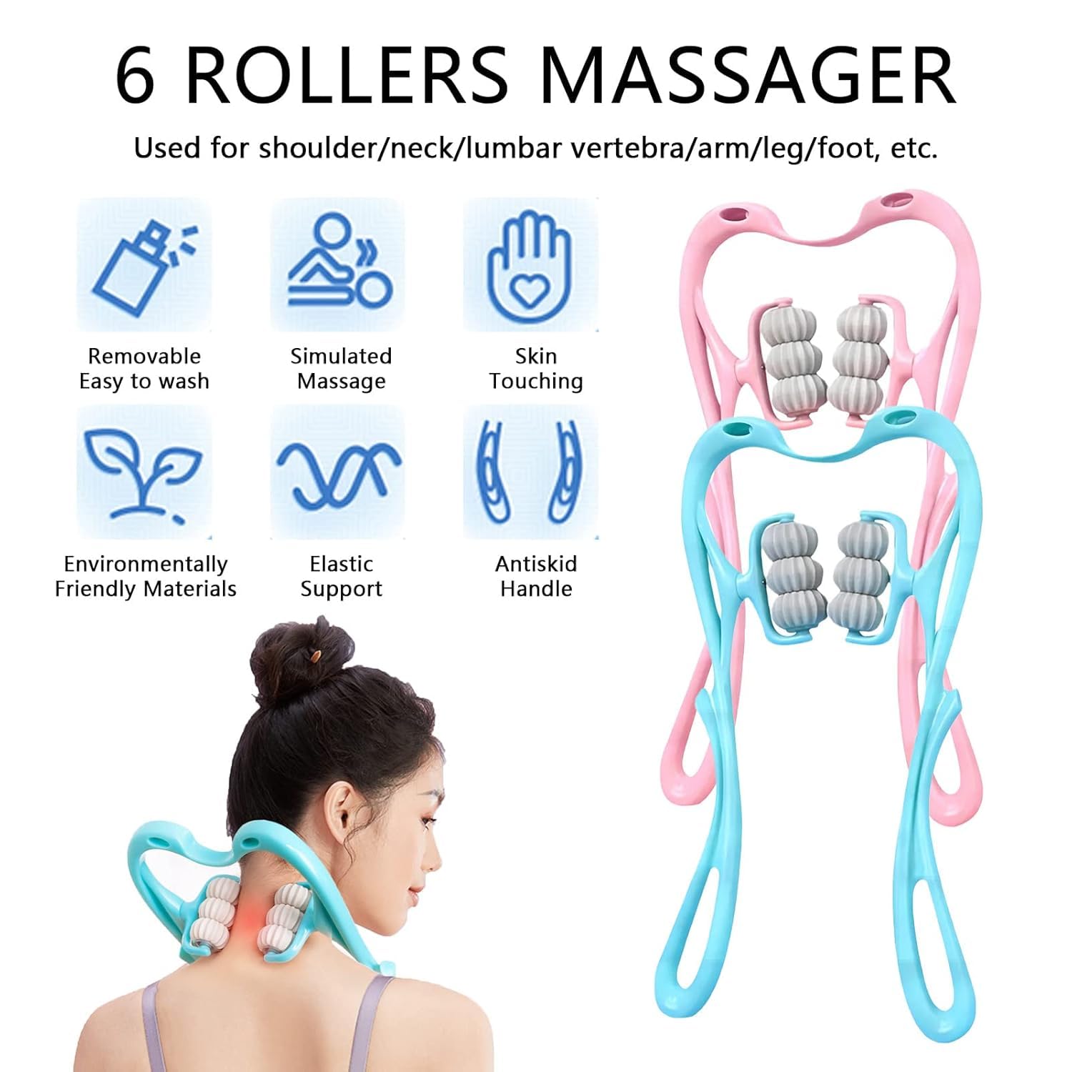 Neck Massager,6 Roller Pressure Point Neck Massager Tool,Dual Point Neck Massager Handheld,Manual Neck Massager,Neck Shoulder Relaxer,Suitable for Legs Waist Foot Shoulder and Neck Relaxer Neck Massager,6 Roller Pressure Point Neck Massager Tool,Dual Point Neck Massager Handheld,Manual Neck Massager,Neck Shoulder Relaxer,Suitable for Legs Waist Foot Shoulder and Neck Relaxer