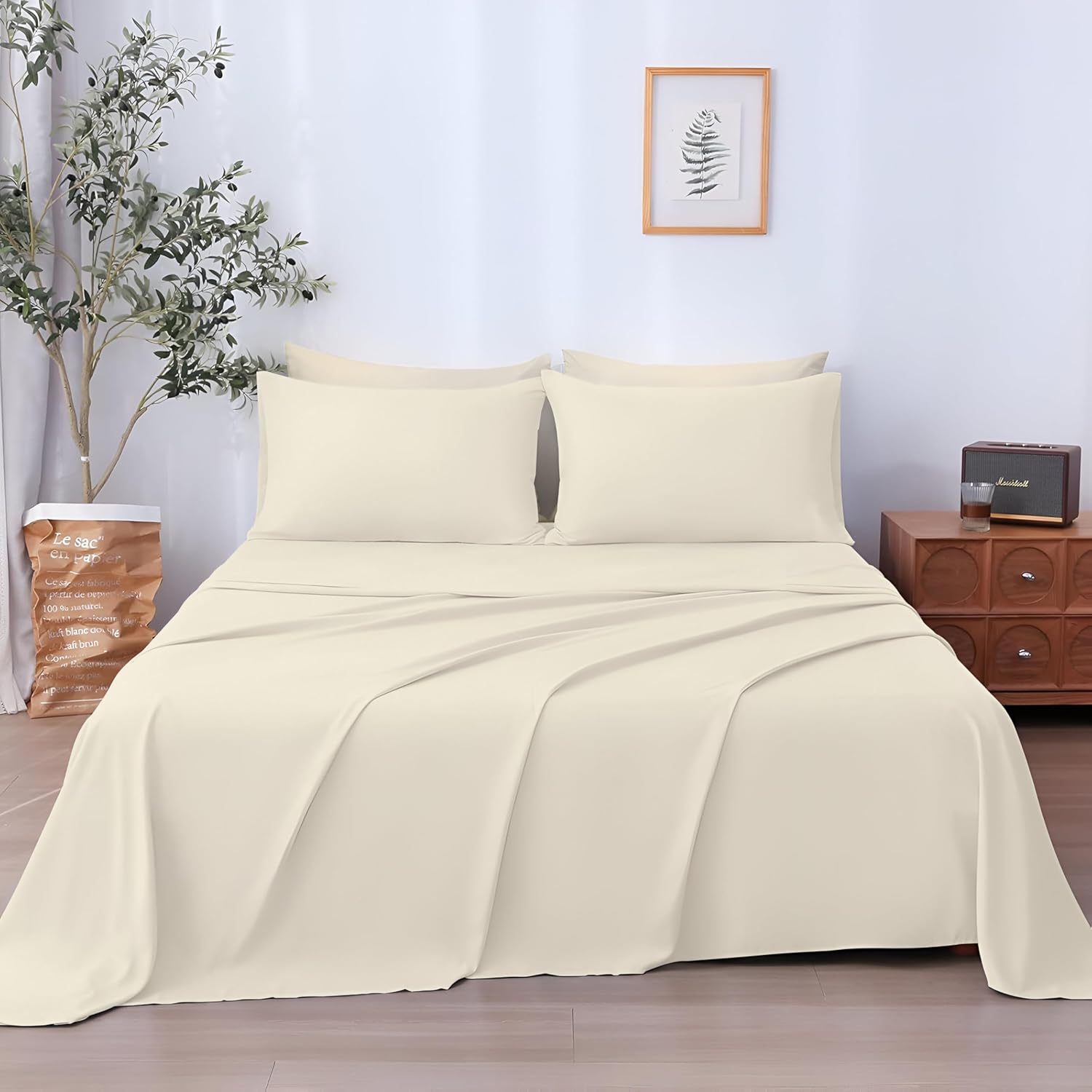 SKY BEDDINGS Luxury Queen Sheet Set - Ultra-Soft 1800 Microfiber Bedding - Double Brushed - Easy Fit - 15" Deep Pockets - Wrinkle, Fade & Stain Resistant - 4-Piece Queen Bed Sheets (Burgundy)