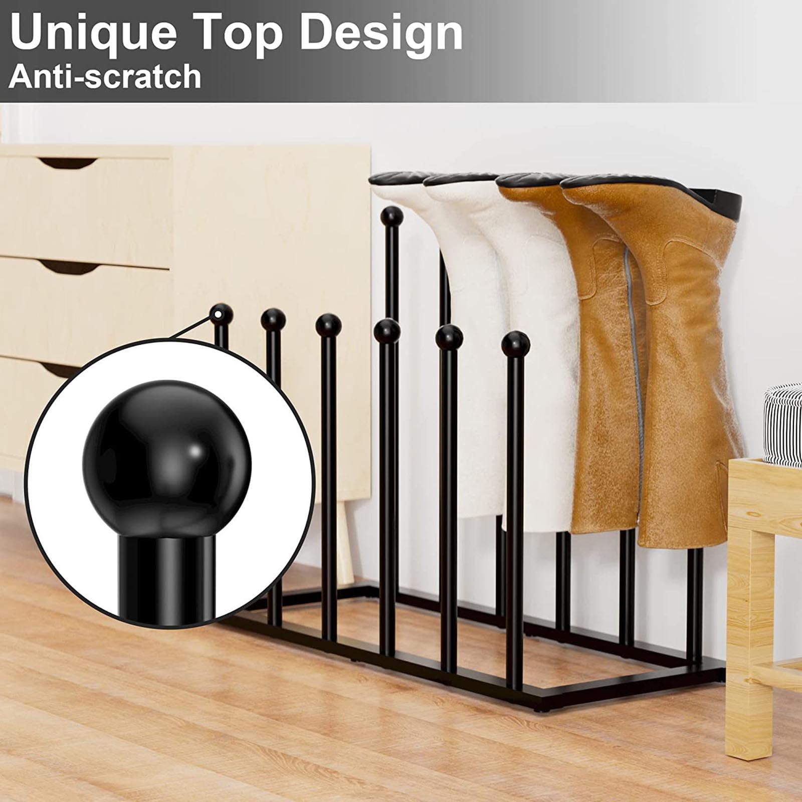 Estante para Botas de Metal Negro, Zapateros Independientes, Almacenamiento de boteros para Botas Altas, Botas Vaqueras, Botas de Lluvia, Botas para Caminar,Negro,L