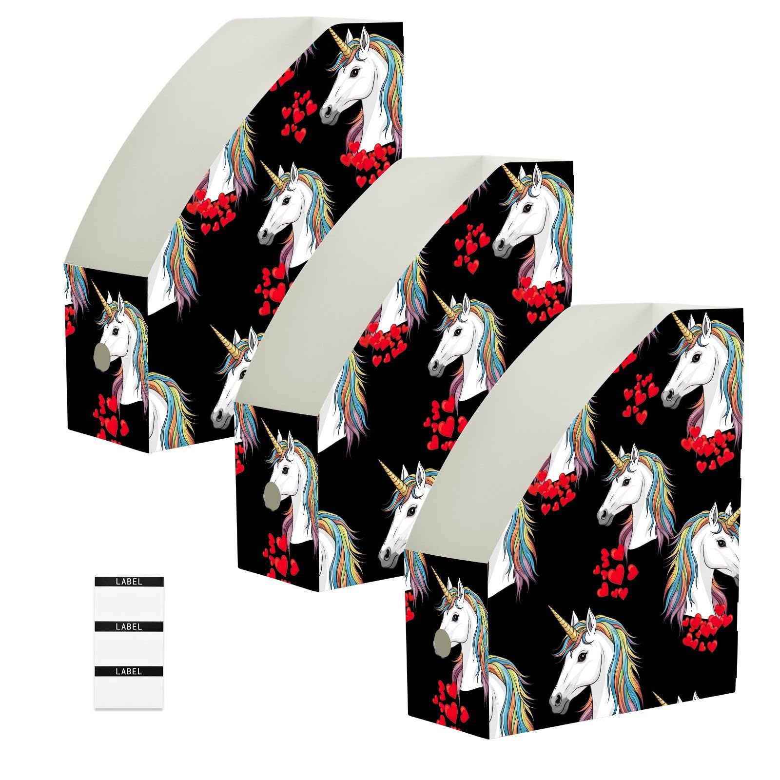 Porte-revues noir licorne dessin animé pour lecteurs