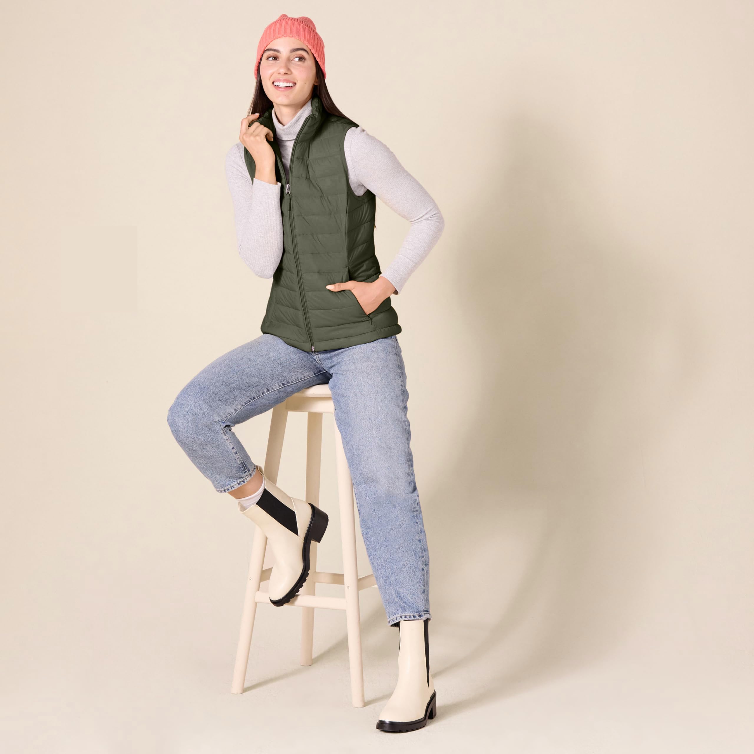 Amazon Essentials Donna Piumino Smanicato Ripiegabile Impermeabile Leggero