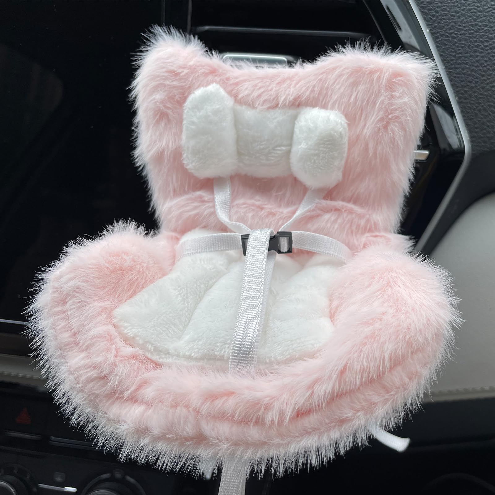 Accessories for 10-17cm Dolls, Doll Car Seat with Clip onto Car Air Vent, Includes Seat Leg for Desktop Display (Pink)