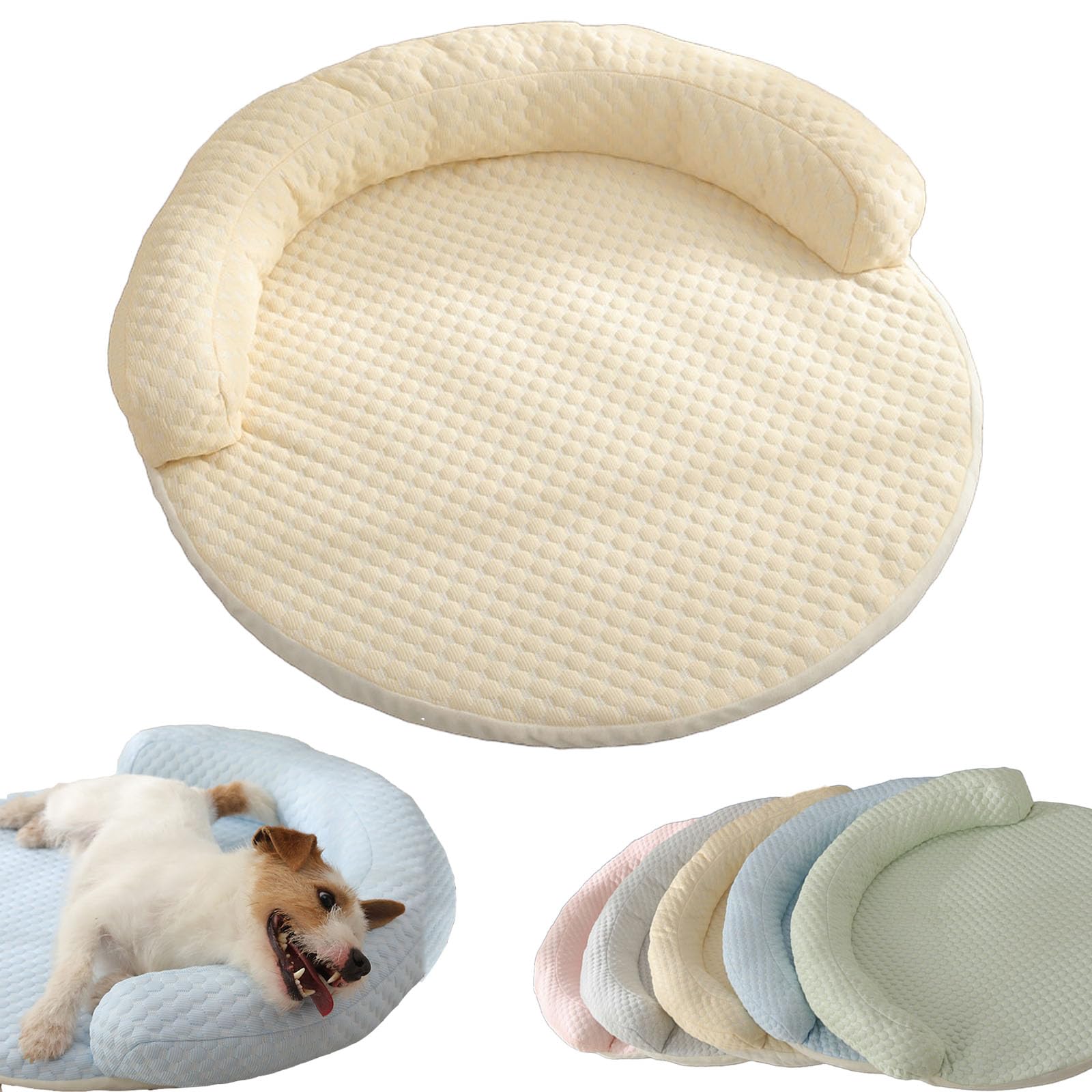 Breeze Bed for Cats, Cooling Cat Bed, Machine Washable, Cooling Beds for Dogs, Coolin Memory Foam with Heat-Absorbing Ice Silk Fabric, Waterproof & Breathable Design (Yellow, 70cm(Within 30 catties))
