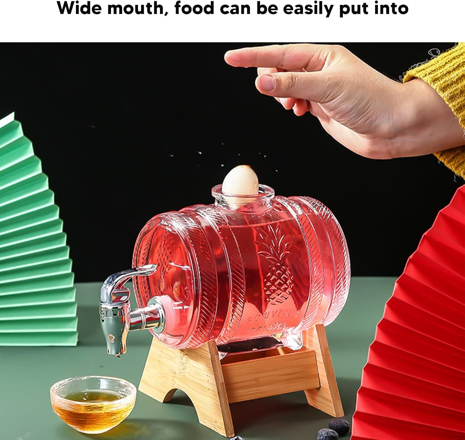 Beverage Dispenser Bucket, Thickened Glass Sealed Beverage Dispenser, Ginseng Wine Brewing Jar Wine Bottle Dispenser with Tap for Home