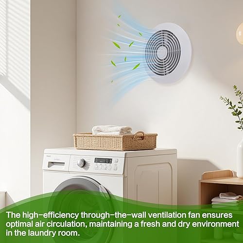 Miniatura 6 de Ventilador de pared de 512M de 6 pulgadas, Rápida desodorización, deshumidificación y tapa de ventilación de metal, resistente a la corrosión80 CFM