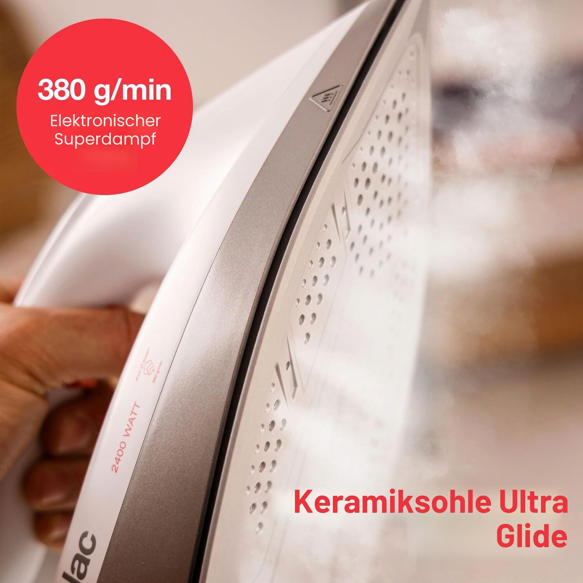 Solac Bügelstation | CPB620 Blank Canvas | 6.5 bar | 2400W | Quick-Start in 30 Sekunden | Dampfhub 400g/min. | Max. konstanter Dampf 130g/min. | 1,5L | Keramik
