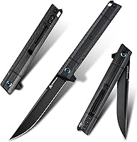 Vista 11 de Cuchillo plegable de bolsillo FORESAIL, hoja de acero DC53 y mango G10. Con clip de bolsillo y rompecristales, cuchillo de bolsillo para hombres