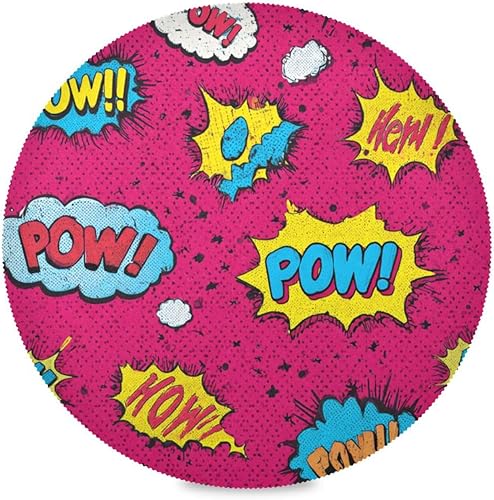Pop Art Graffti Pow placemats Round Washable Kids Reusable placemat Set of 4 15x15 in manteles para mesa de comedor