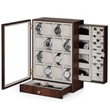 Homde Watch Box Wooden Display&colon; Large Wood Storage for Men&apos;s Nightstand - Timeless Home Organizer &lpar;L Size&rpar;