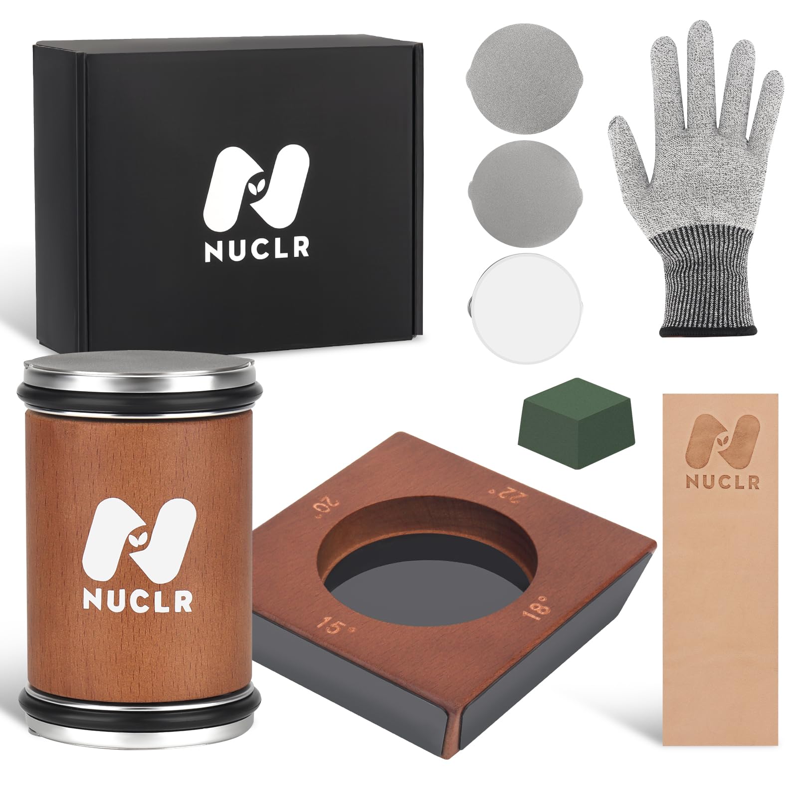 NUCLR Knife Sharpener Kitchen Knife Sharpeners with Magnetic Holder with Diamonds and Ceramic Easy Rolling Knife Sharpening Kit